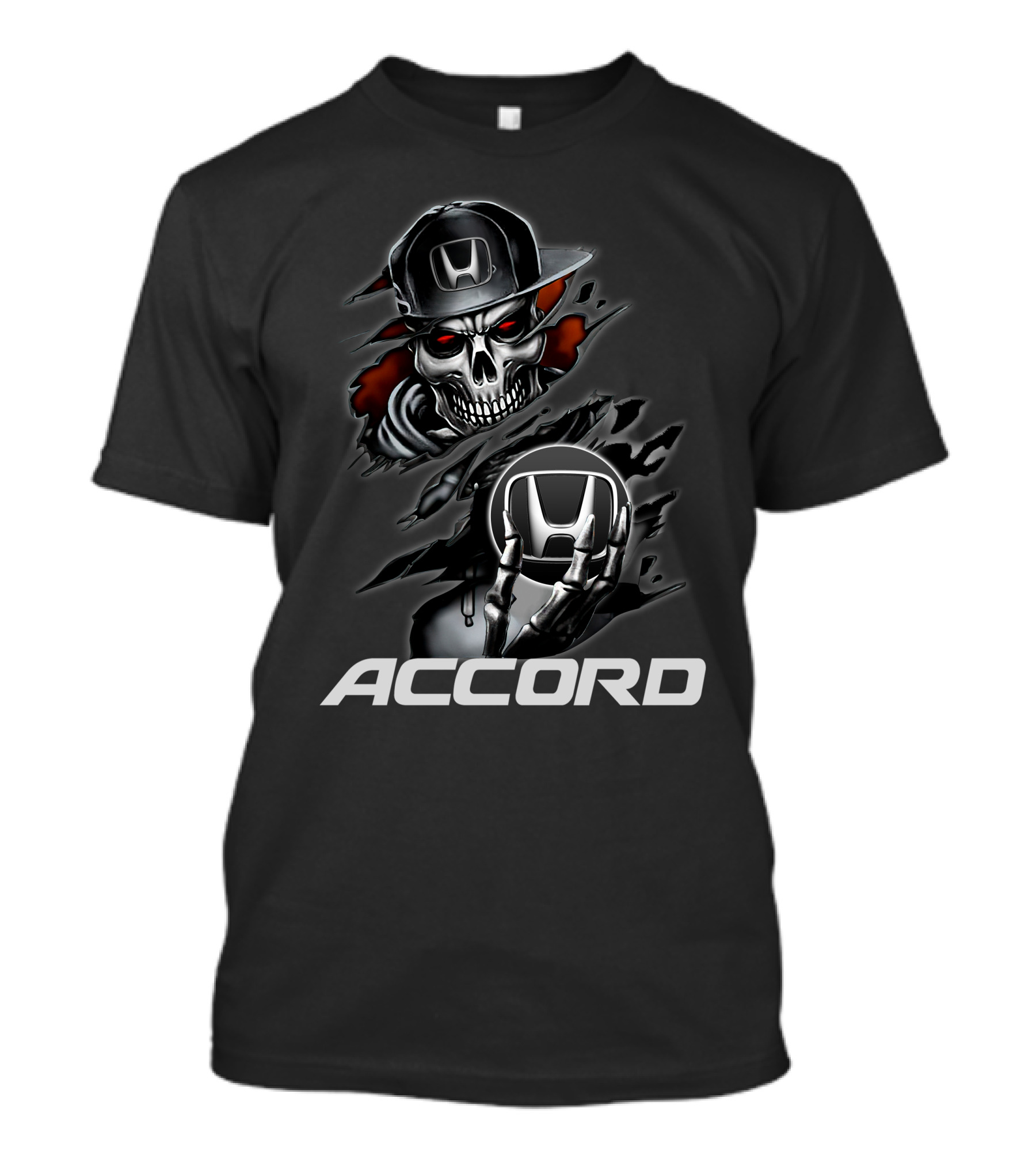 Honda Accord Skull Design Black Hat Red Eyes T-Shirt