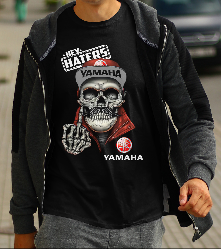 YAMAHA Hey Haters Skeleton Skull With Red Jacket And Cap T-Shirt