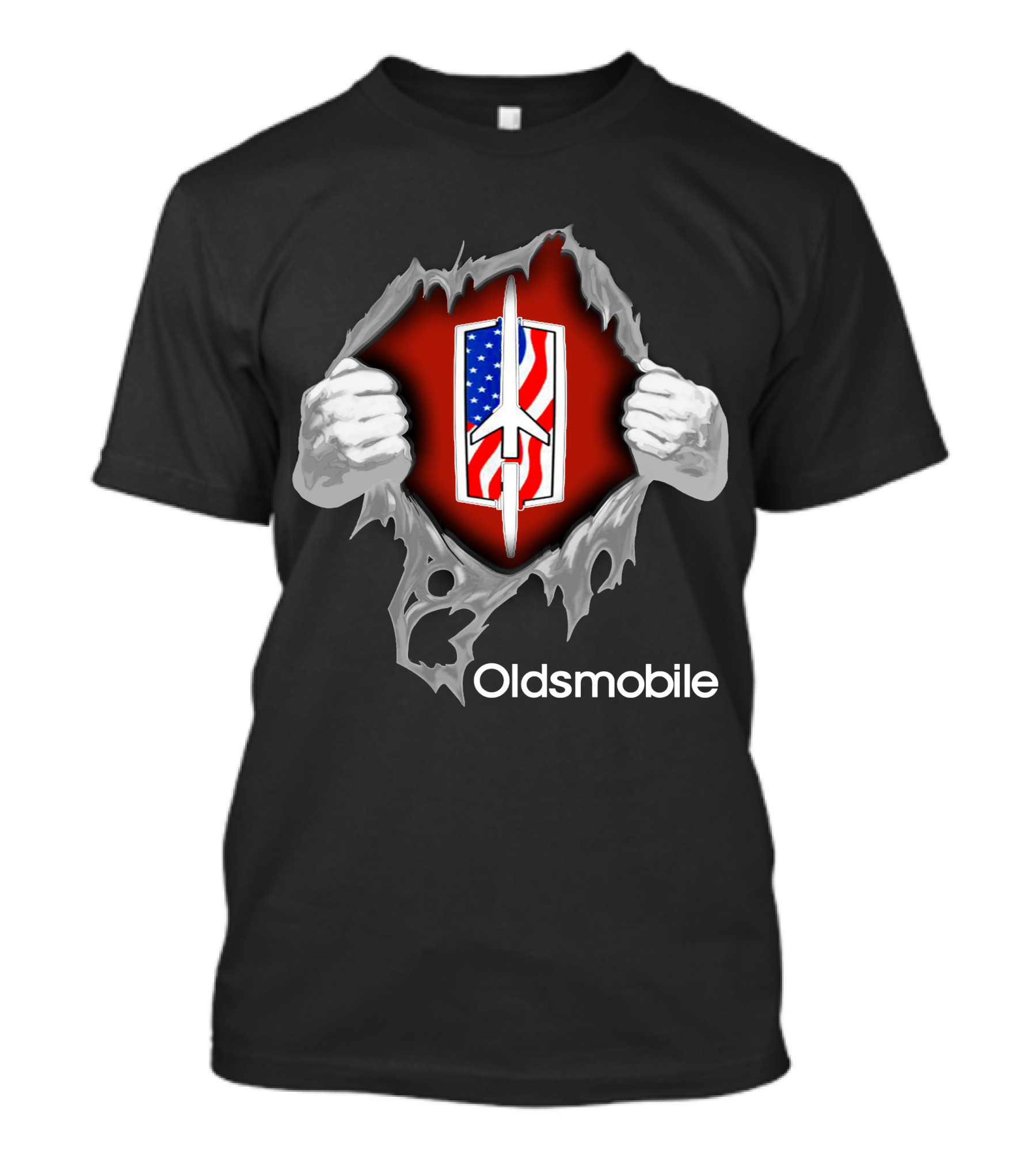 Oldsmobile USA Rocket Emblem With Ripped Effect T-Shirt