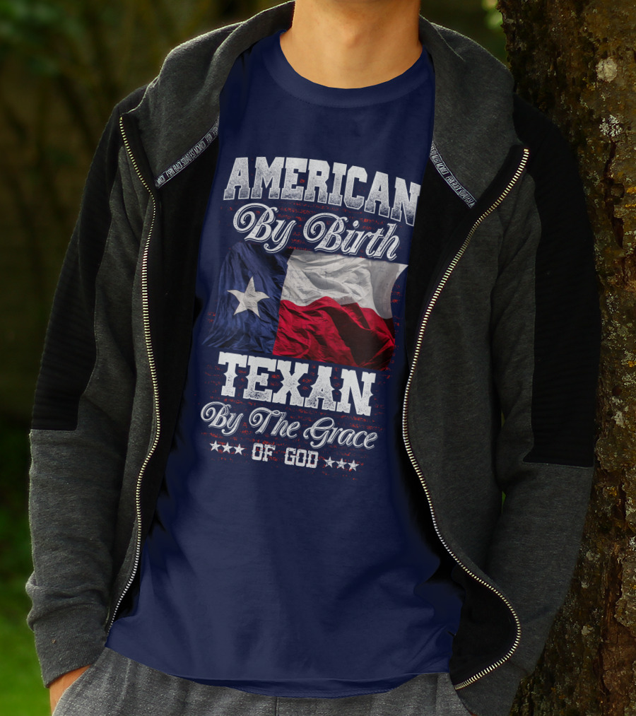 American By Birth Texan By The Grace Of God Flag T-Shirt