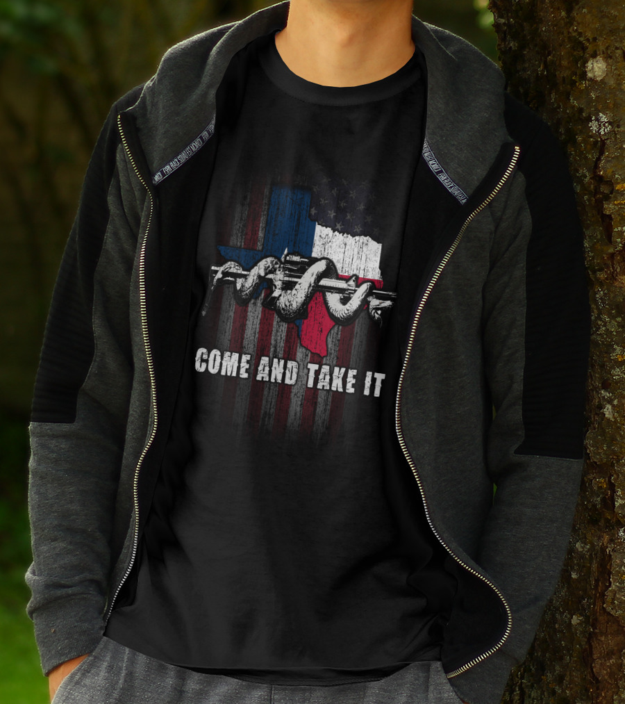 Come And Take It Snake Rifle Texas Flag American Flag T-Shirt