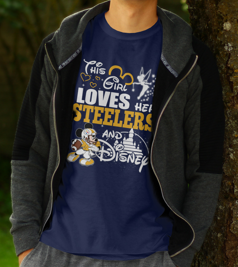 This Girl Loves Her Pittsburgh Steelers And Disney T-Shirt
