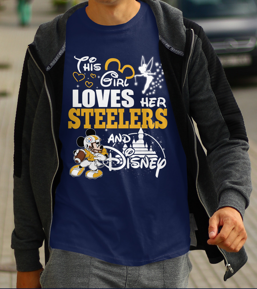 This Girl Loves Her Pittsburgh Steelers And Disney T-Shirt