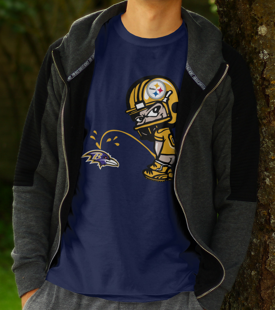 Steelers Vs. Ravens Rivalry Cartoon Helmet T-Shirt