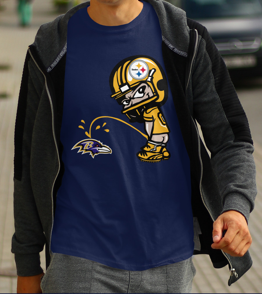 Steelers Vs. Ravens Rivalry Cartoon Helmet T-Shirt