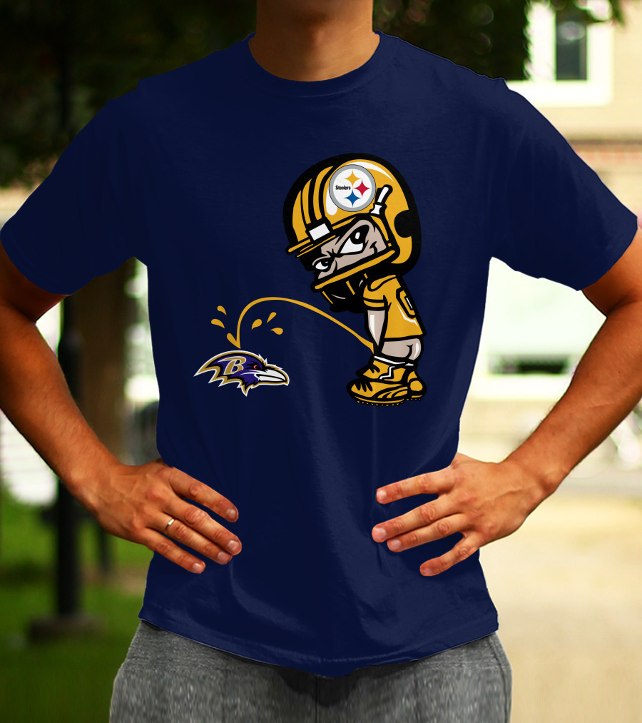 Steelers Vs. Ravens Rivalry Cartoon Helmet T-Shirt