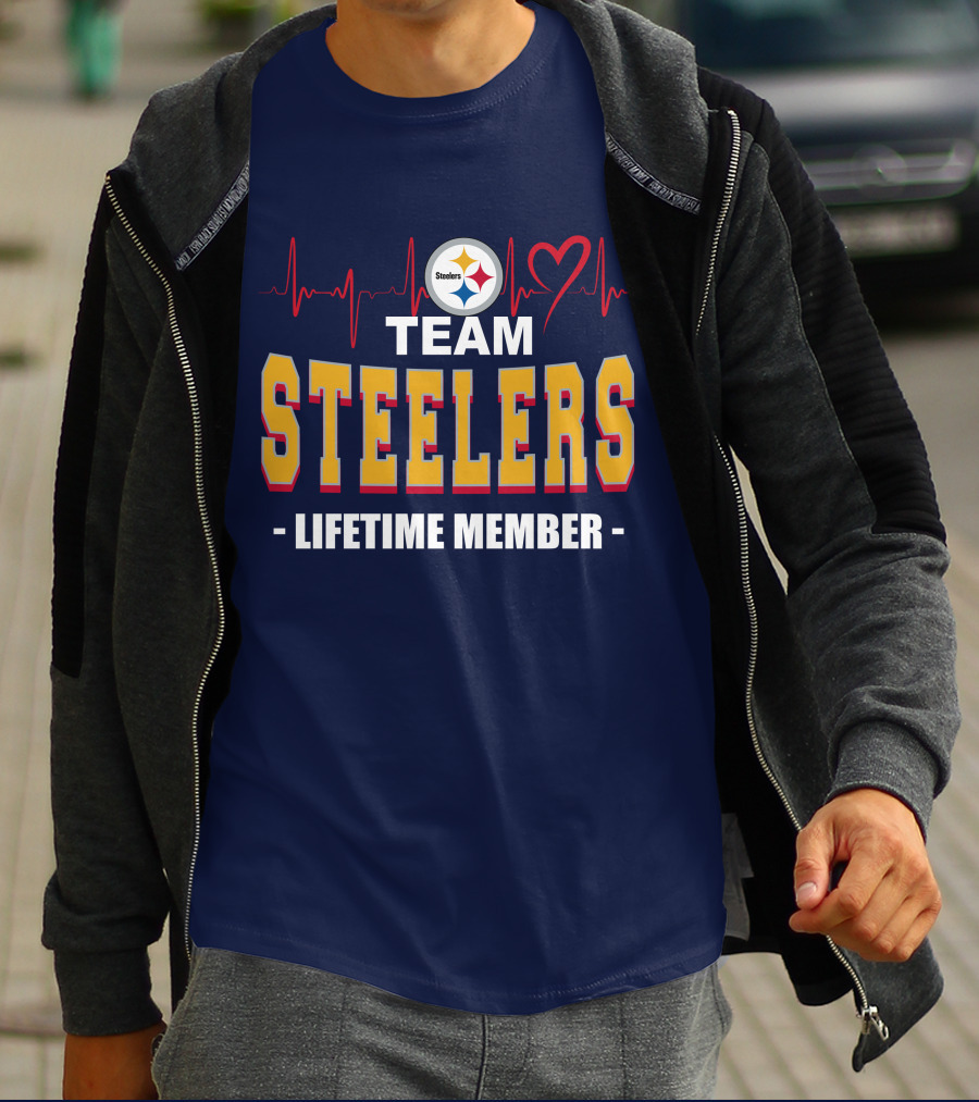 Team Steelers Lifetime Member Pittsburgh Steelers Heartbeat T-Shirt