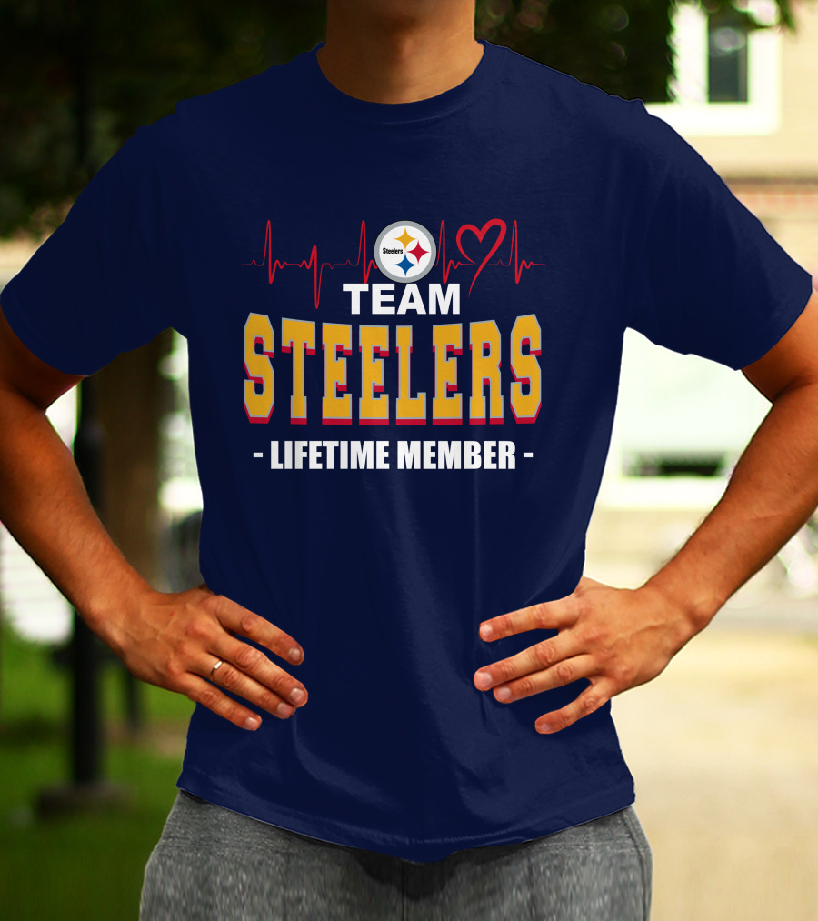 Team Steelers Lifetime Member Pittsburgh Steelers Heartbeat T-Shirt