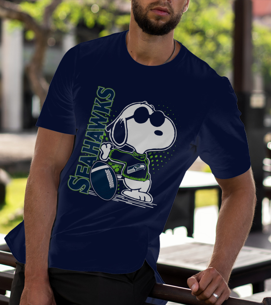 Seattle Seahawks Snoopy Football T-Shirt