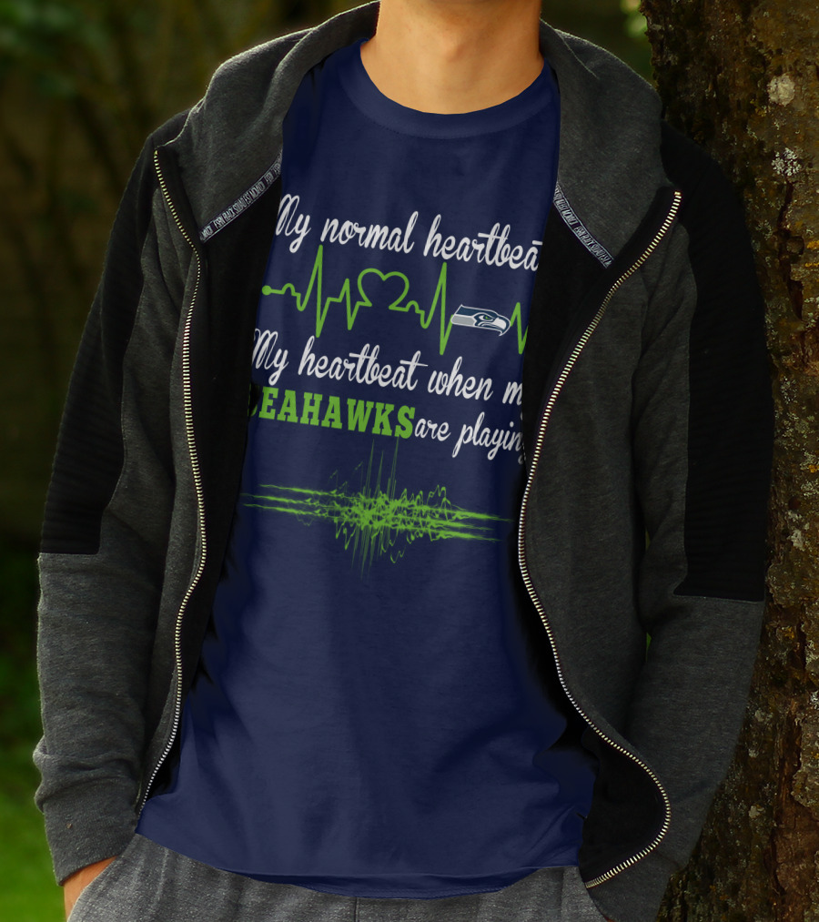 Seattle Seahawks Heartbeat My Heartbeat When My Seahawks Are Playing T-Shirt