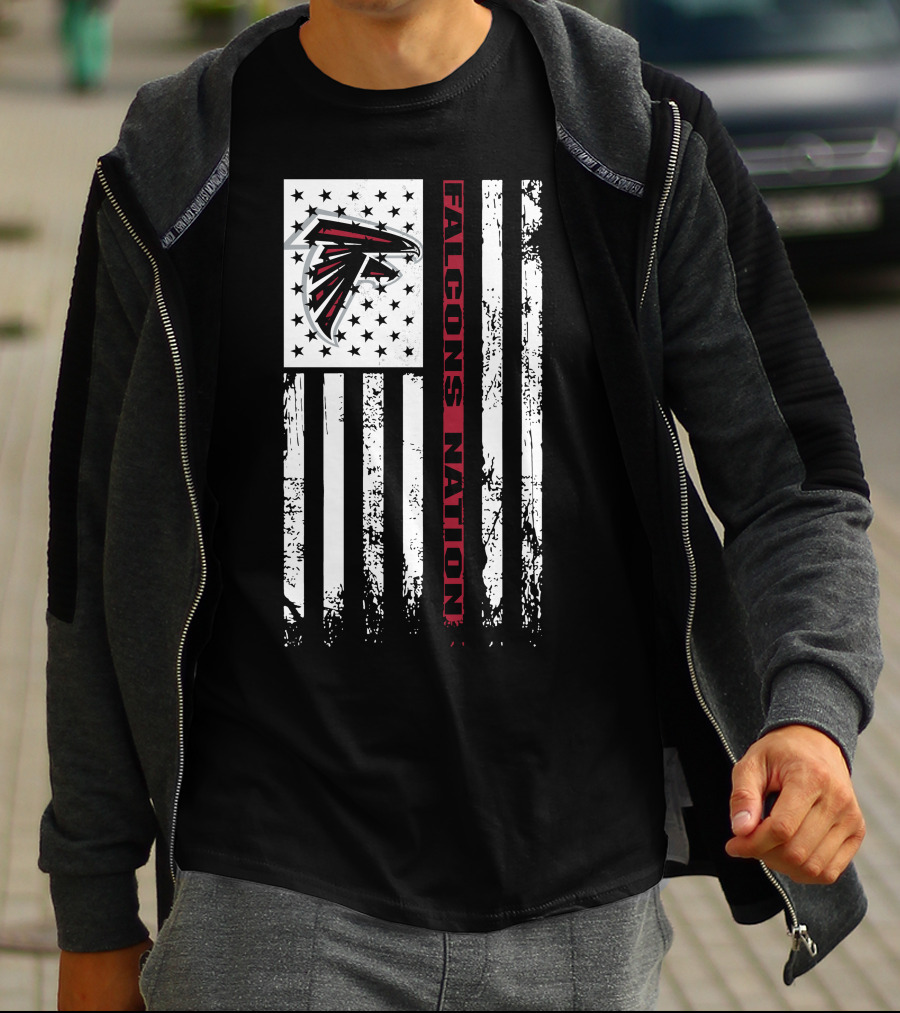 Falcons Nation Atlanta Falcons Logo Flag Stars And Stripes T-Shirt