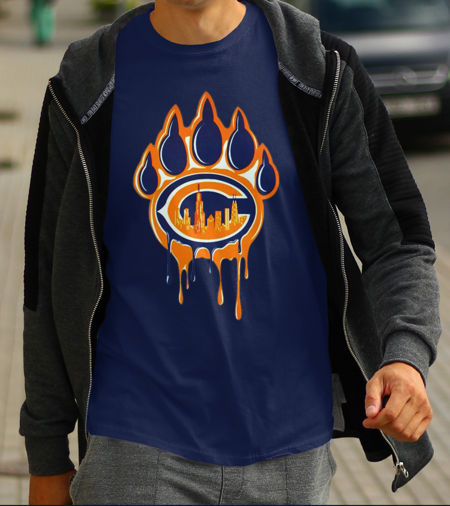 Chicago Bears Dripping Skyline Paw T-Shirt