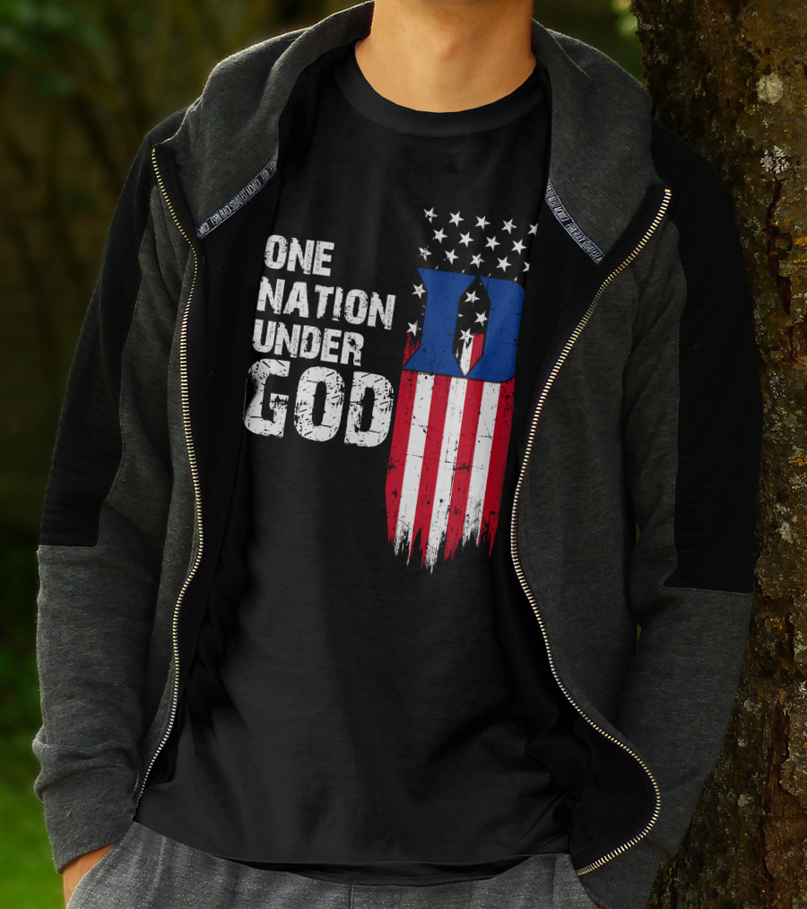 One Nation Under God Duke Blue Devils Usa Flag Stars And Stripes T-Shirt