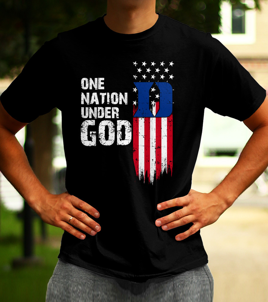 One Nation Under God Duke Blue Devils Usa Flag Stars And Stripes T-Shirt