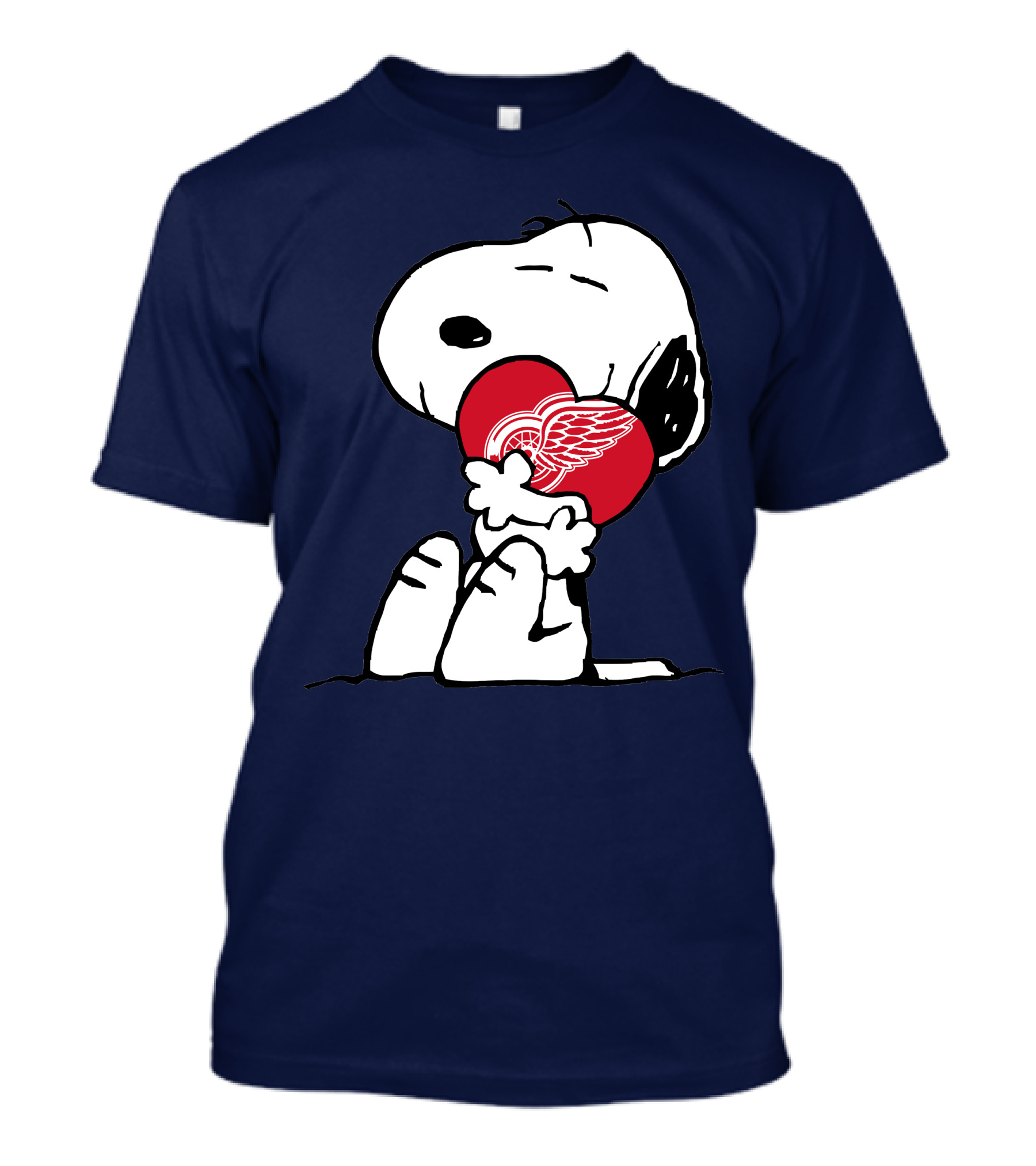 Detroit Redwings Snoopy Hugging Heart T-Shirt