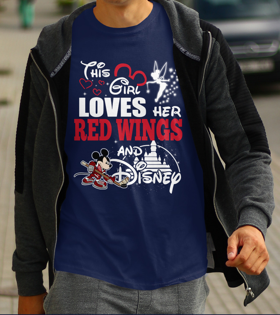 This Girl Loves Her Red Wings And Disney T-Shirt