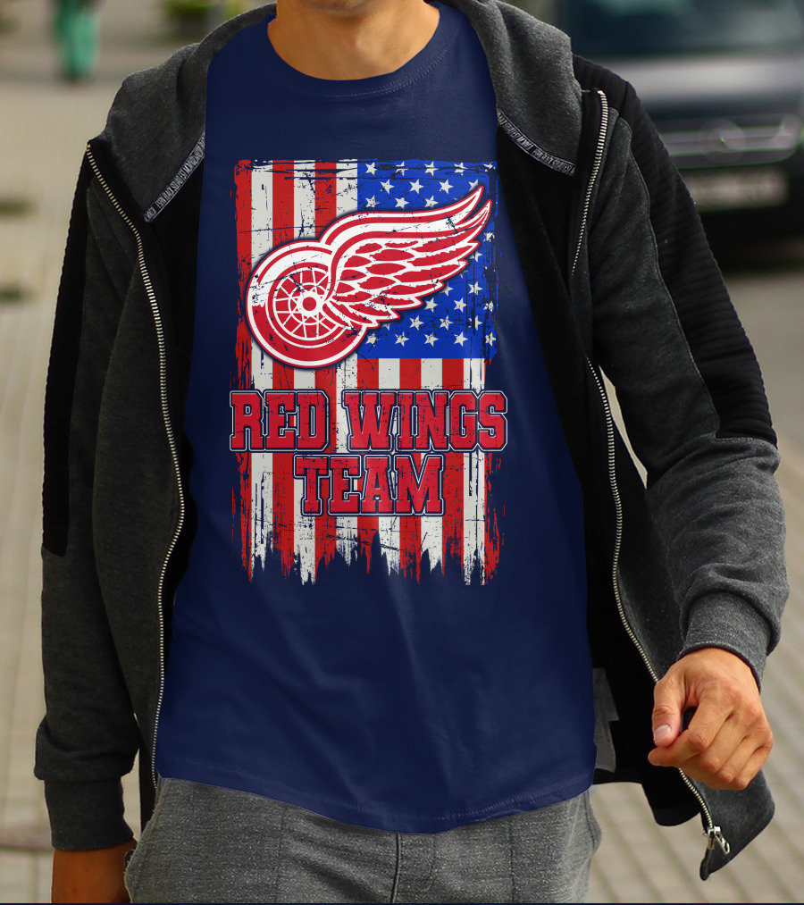 Detroit Red Wings Team American Flag T-Shirt