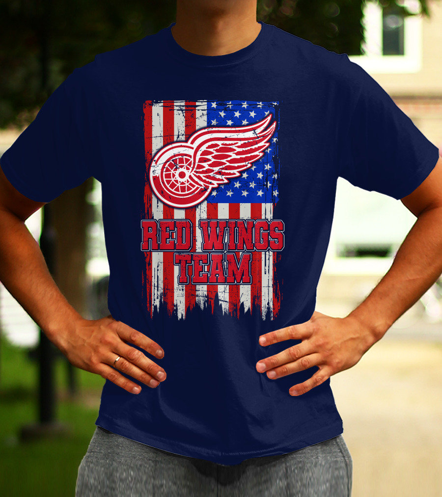 Detroit Red Wings Team American Flag T-Shirt
