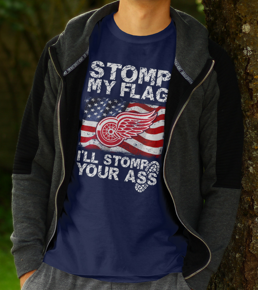 Stomp My Flag Detroit Redwings American Flag T-Shirt