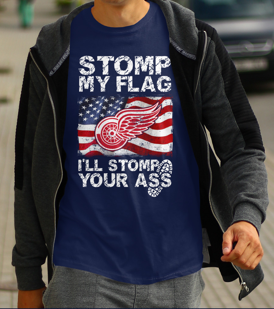 Stomp My Flag Detroit Redwings American Flag T-Shirt