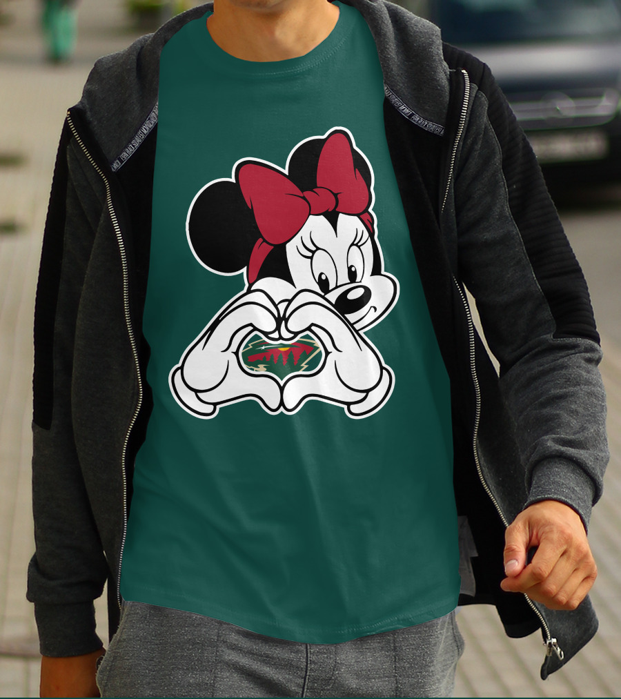 Minnie Heart Minnesota Wild Logo T-Shirt