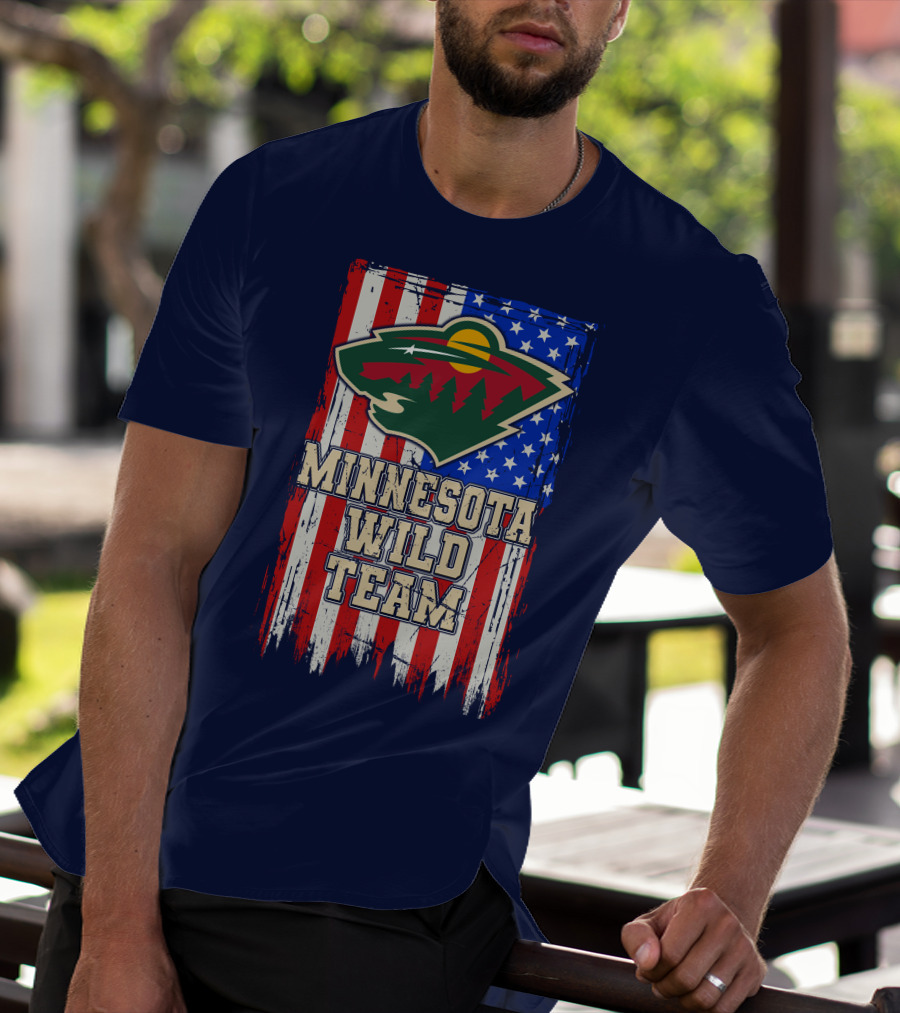 Minnesota Wild Team American Flag T-Shirt