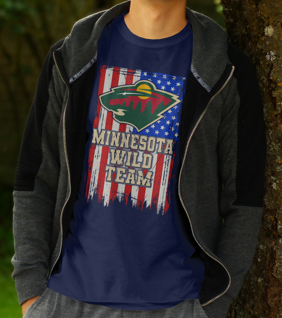 Minnesota Wild Team American Flag T-Shirt