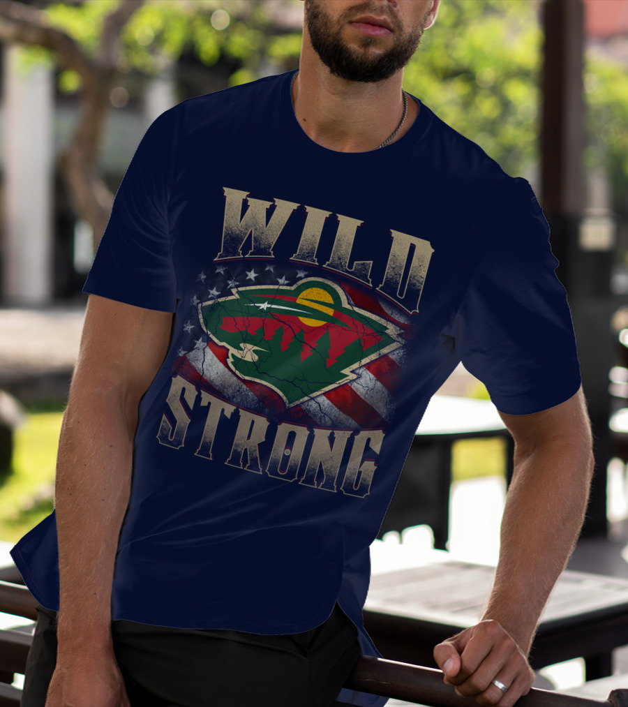 Wild Strong Minnesota Wild Logo American Flag T-Shirt