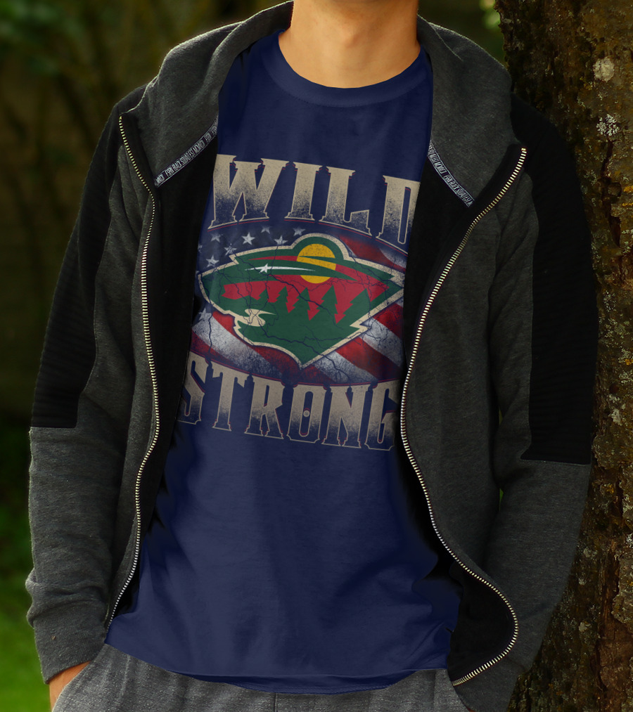 Wild Strong Minnesota Wild Logo American Flag T-Shirt