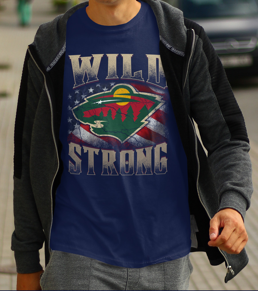 Wild Strong Minnesota Wild Logo American Flag T-Shirt