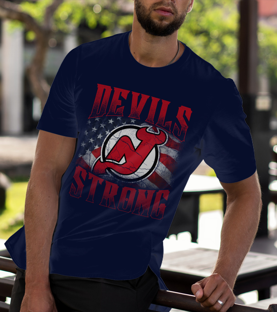 New Jersey Devils Strong Usa Flag T-Shirt