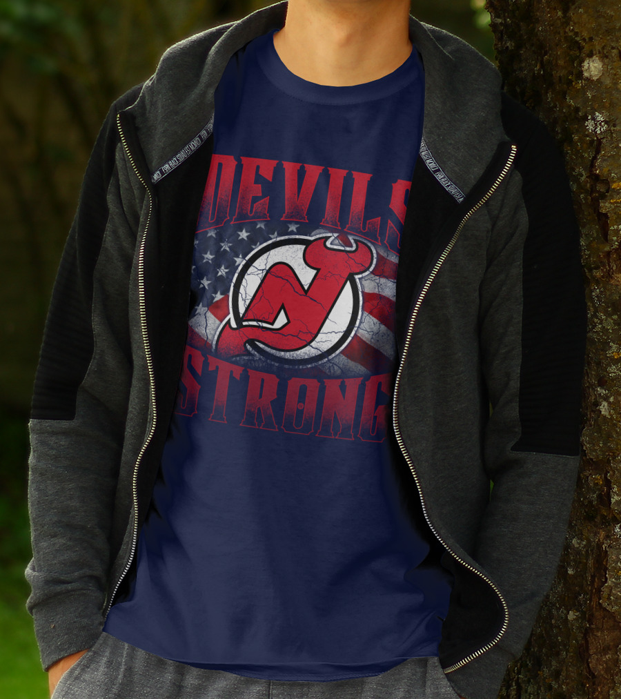 New Jersey Devils Strong Usa Flag T-Shirt