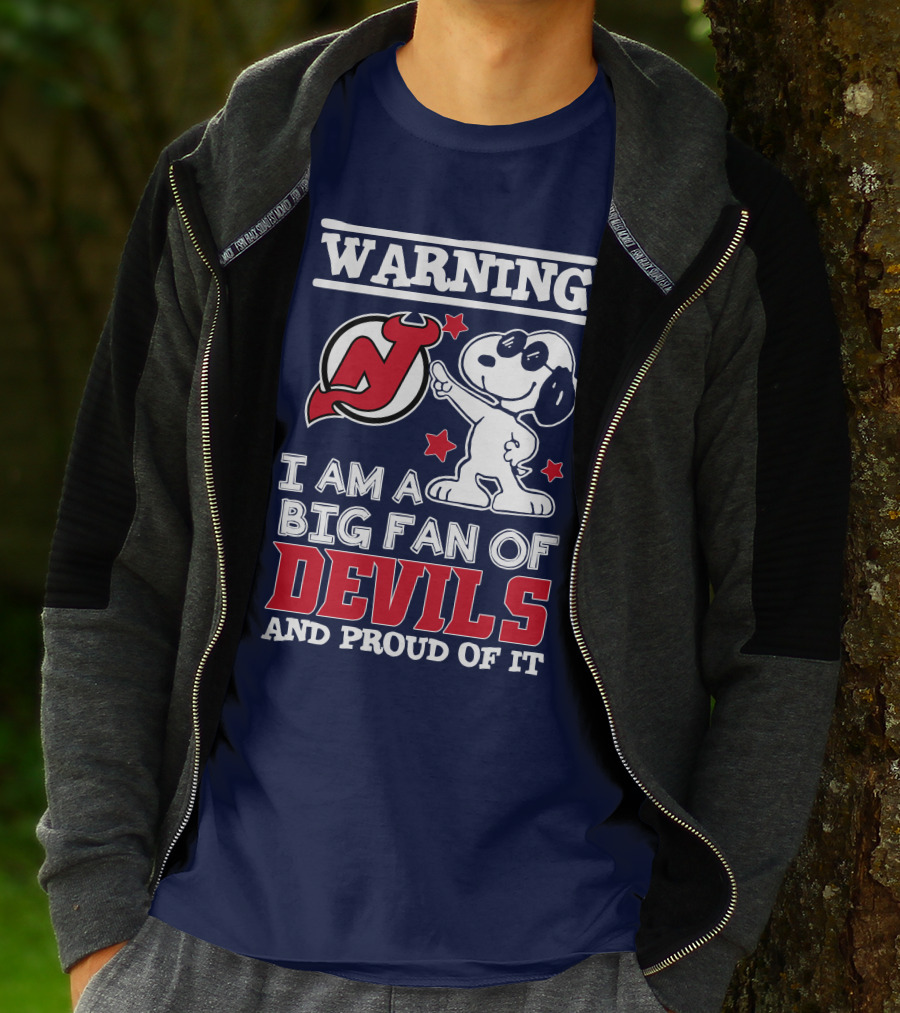 Warning New Jersey Devils Big Fan And Proud Of It T-Shirt