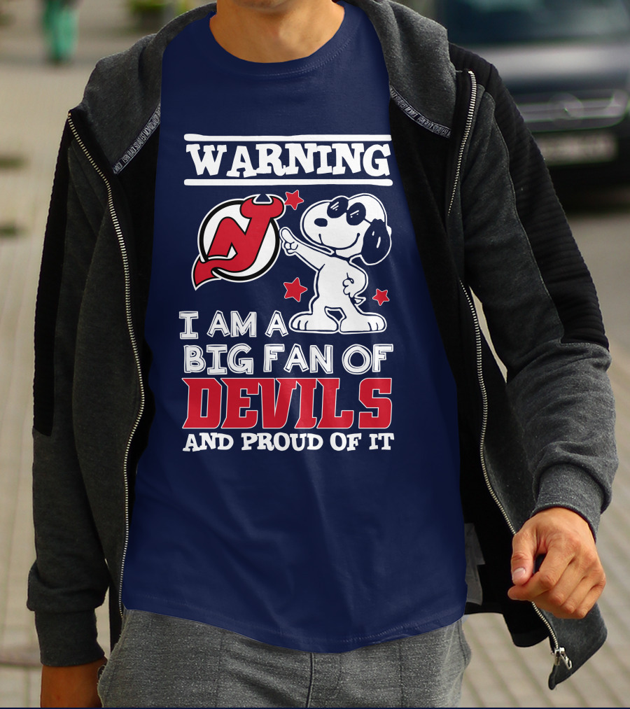 Warning New Jersey Devils Big Fan And Proud Of It T-Shirt