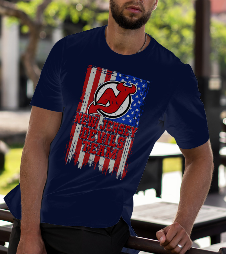 New Jersey Devils Team American Flag T-Shirt