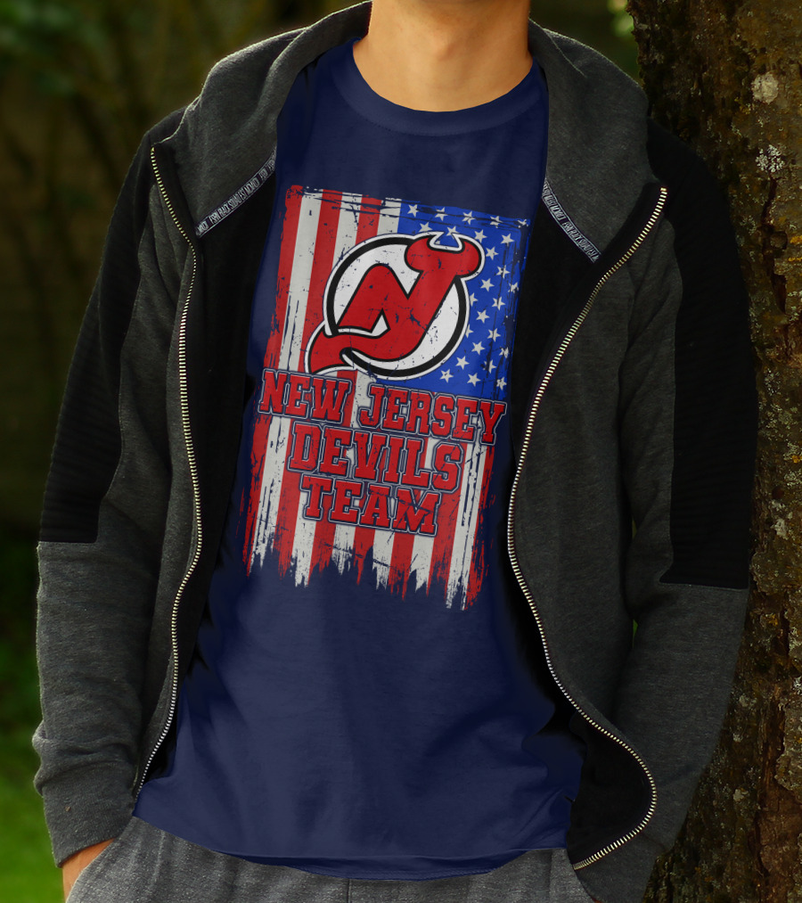 New Jersey Devils Team American Flag T-Shirt