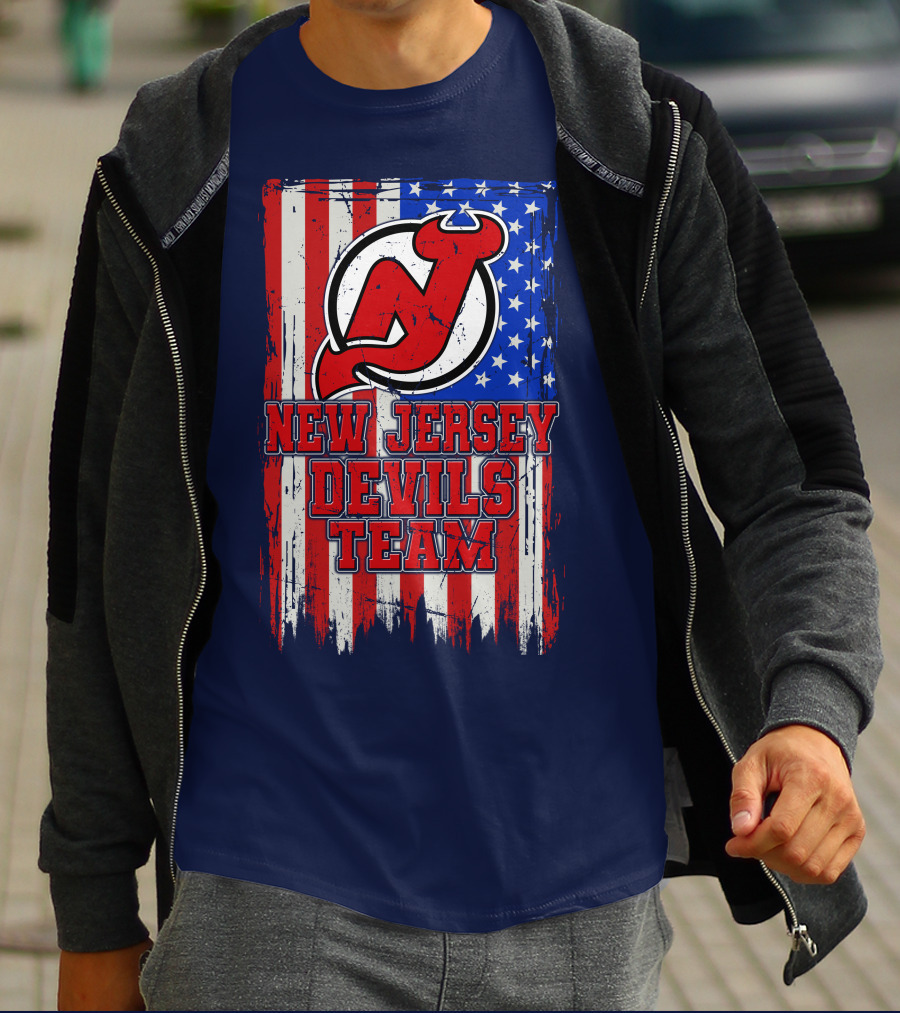New Jersey Devils Team American Flag T-Shirt
