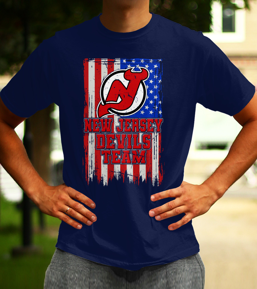 New Jersey Devils Team American Flag T-Shirt