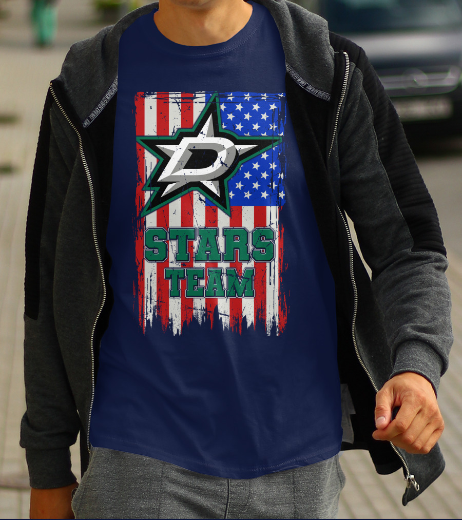 Stars Team Dallas American Flag T-Shirt