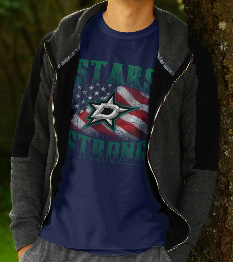 Dallas Stars Strong Usa Flag T-Shirt