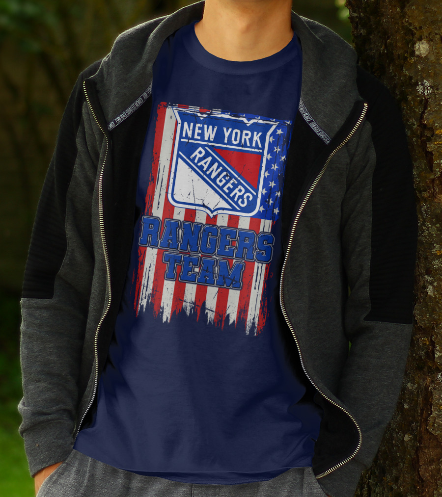 New York Rangers Team American Flag Style T-Shirt