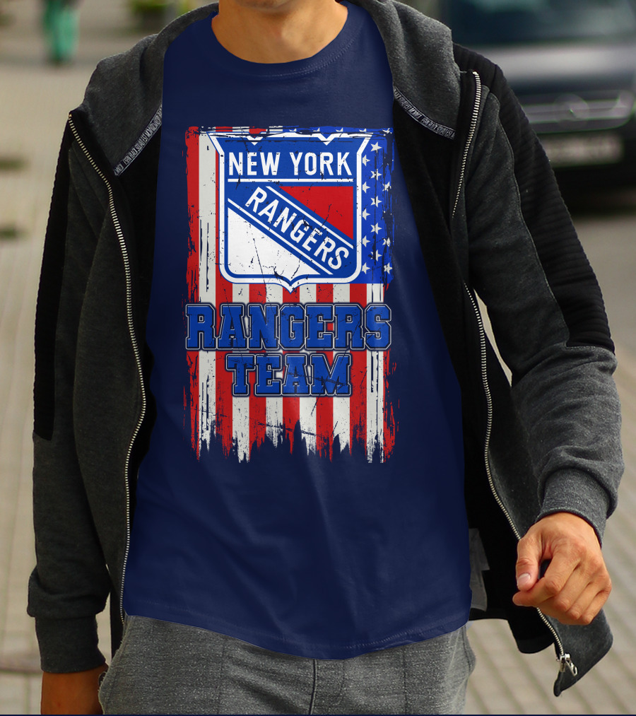 New York Rangers Team American Flag Style T-Shirt