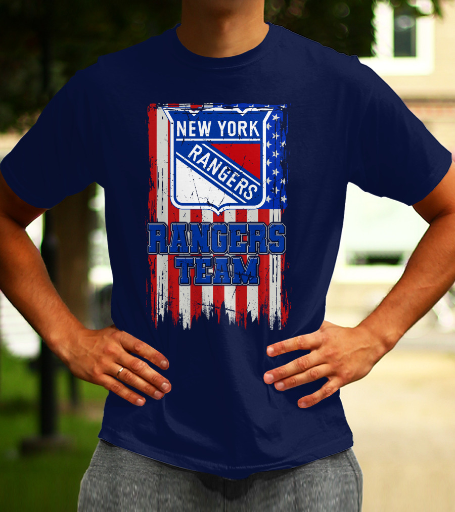 New York Rangers Team American Flag Style T-Shirt