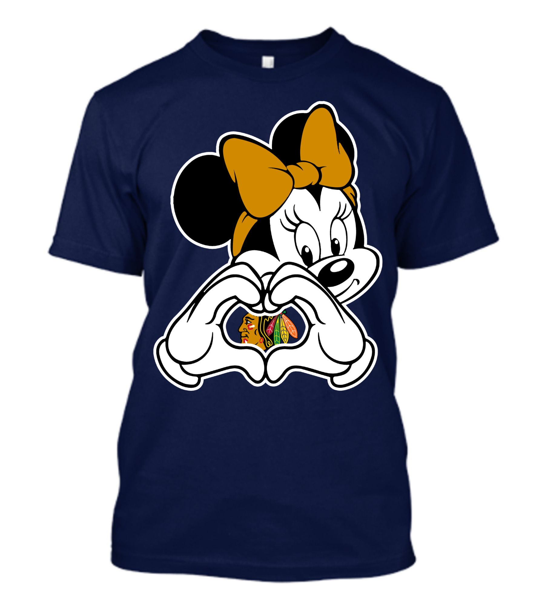 Minnie Mouse Heart Hands Chicago Blackhawks T-Shirt