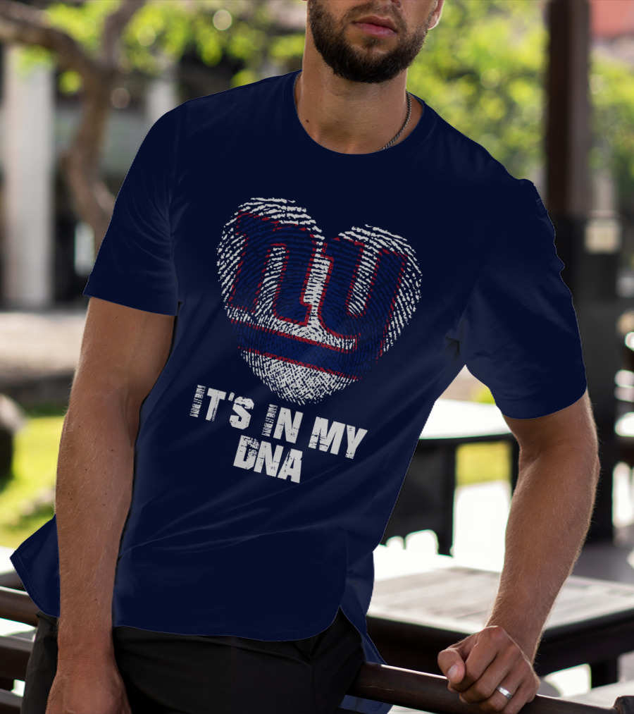 New York Giants It's In My Dna Heart Fingerprint T-Shirt