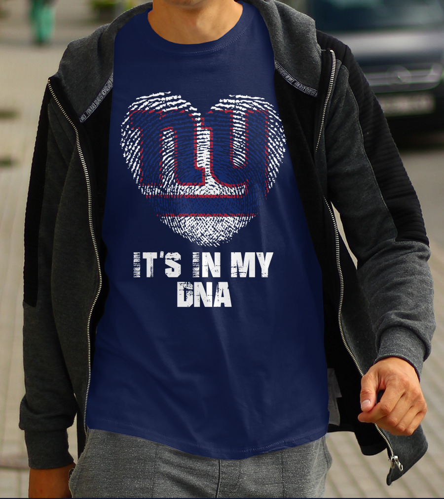 New York Giants It's In My Dna Heart Fingerprint T-Shirt