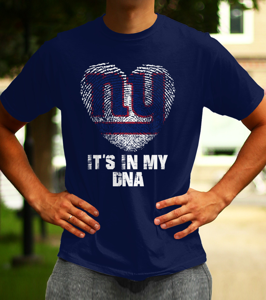 New York Giants It's In My Dna Heart Fingerprint T-Shirt
