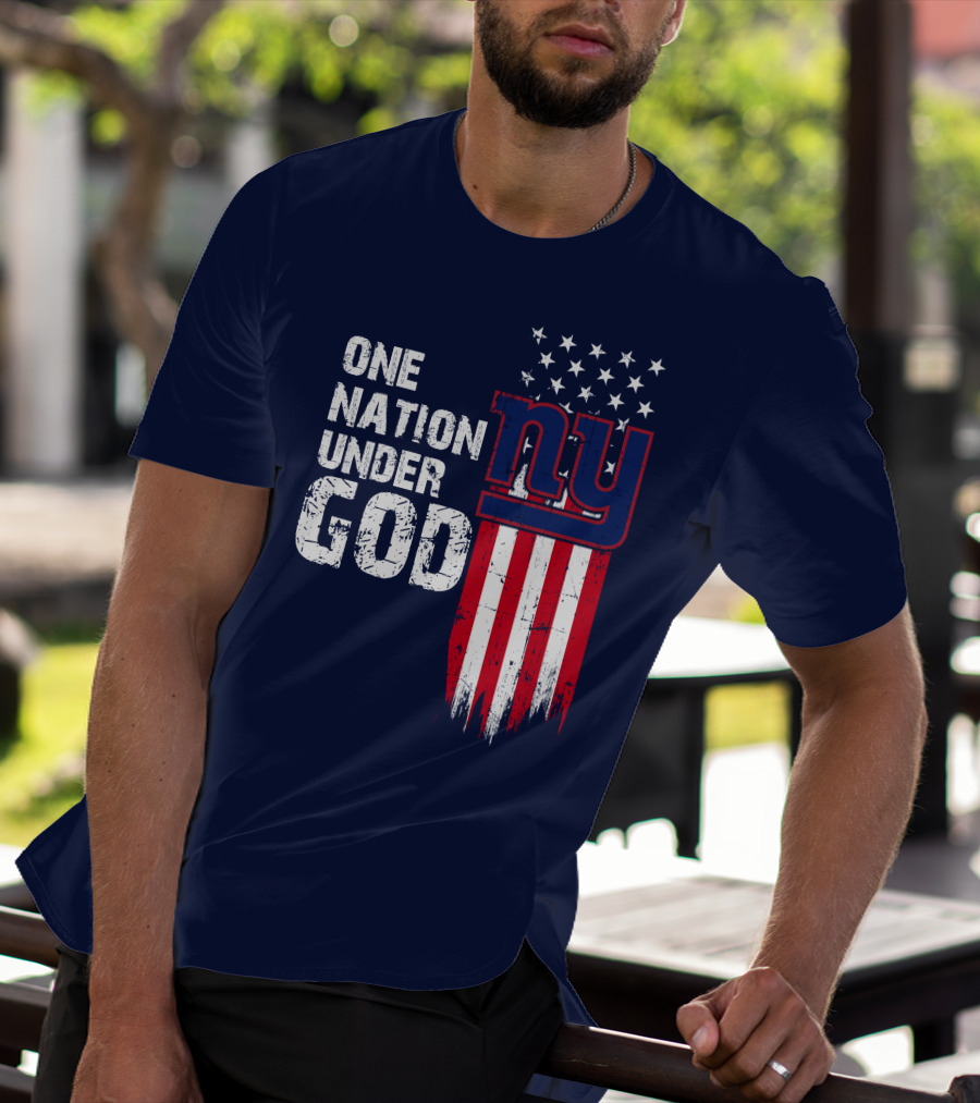 One Nation Under God Ny American Flag Design New York Giants T-Shirt