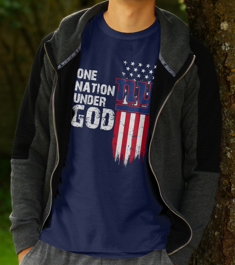 One Nation Under God Ny American Flag Design New York Giants T-Shirt