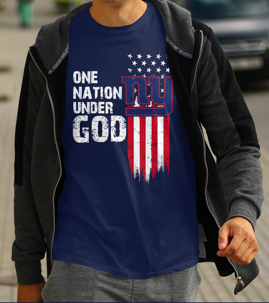 One Nation Under God Ny American Flag Design New York Giants T-Shirt